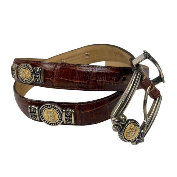 Brighton Accessories - Vintage 1996 Brighton Museum Collection Brown‎ Leather Golden Coin Belt Large